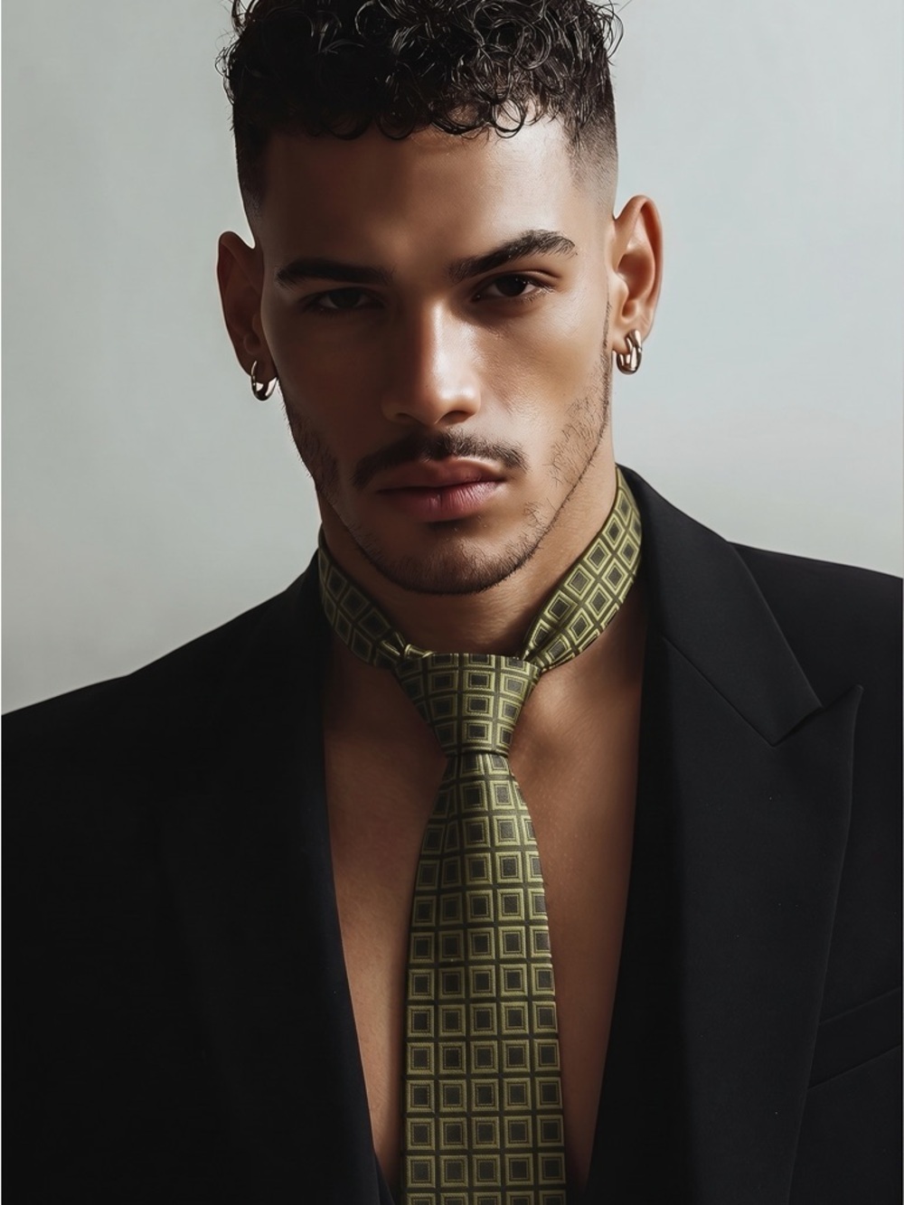 Green Geometric Pattern Men's Silk Tie